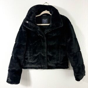 Abercrombie & Fitch Black Teddy faux fur Jacket black size XS